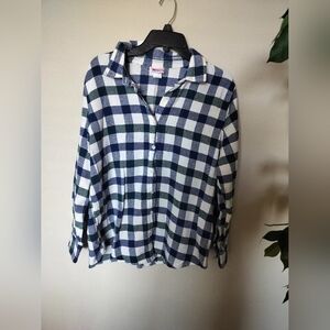 Blue and Green Plaid Button-Up Shirt